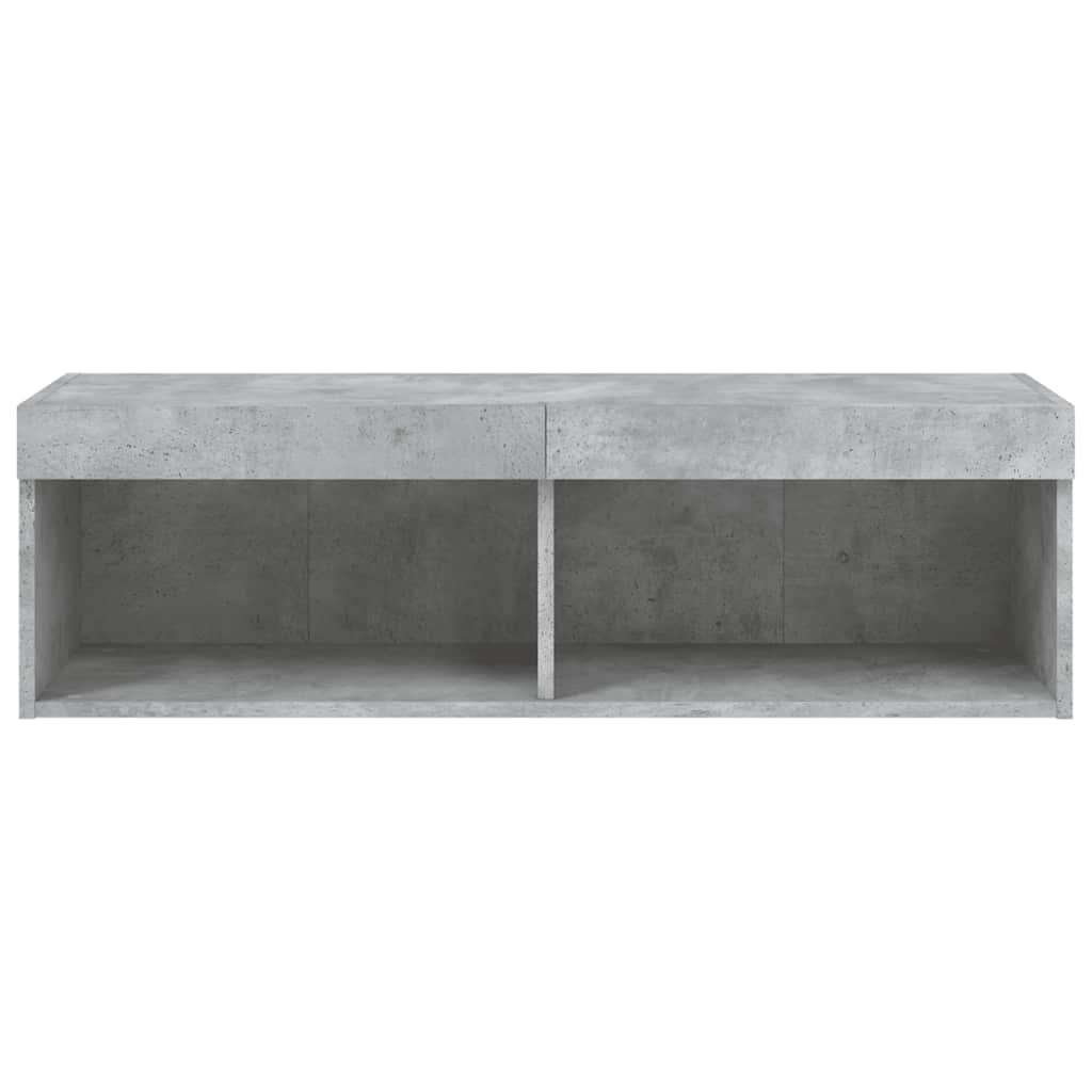 tv-bord med LED-lys 100x30x30 cm betongrå