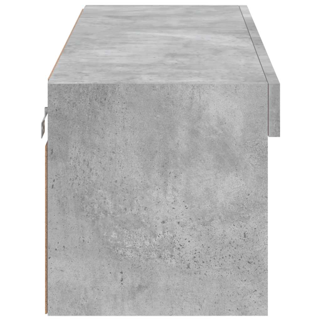 tv-bord med LED-lys 100x30x30 cm betongrå