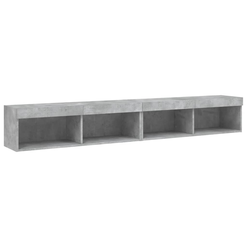tv-borde 2 stk. med LED-lys 100x30x30 cm betongrå