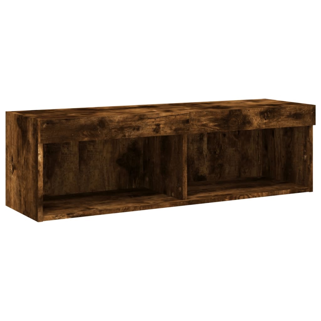 tv-bord med LED-lys 100x30x30 cm røget egetræsfarve