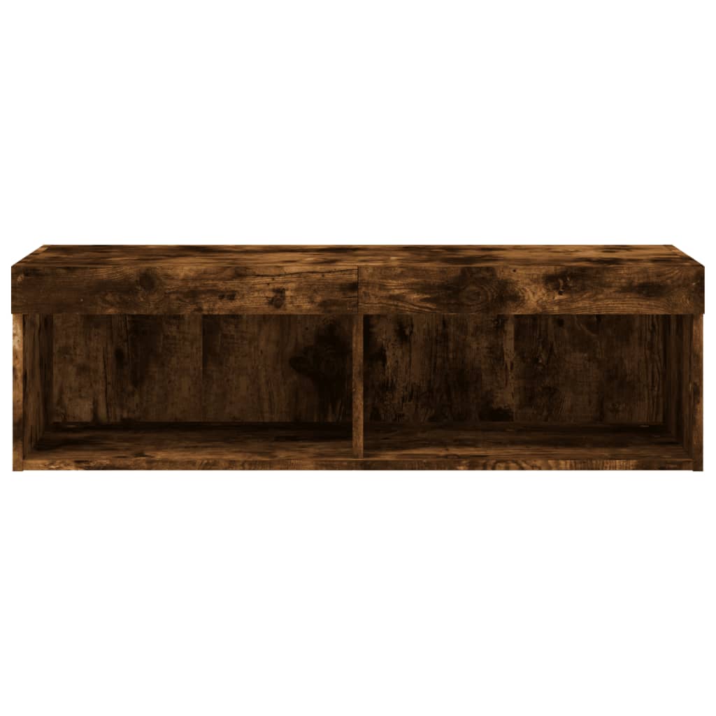 tv-bord med LED-lys 100x30x30 cm røget egetræsfarve