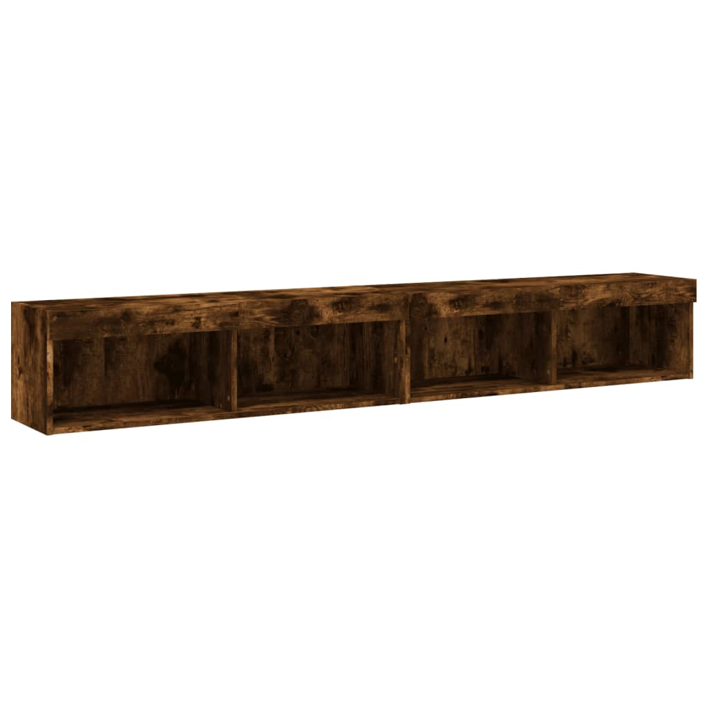 tv-borde 2 stk. med LED-lys 100x30x30 cm røget egetræsfarve