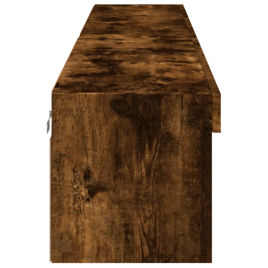 tv-borde 2 stk. med LED-lys 100x30x30 cm røget egetræsfarve
