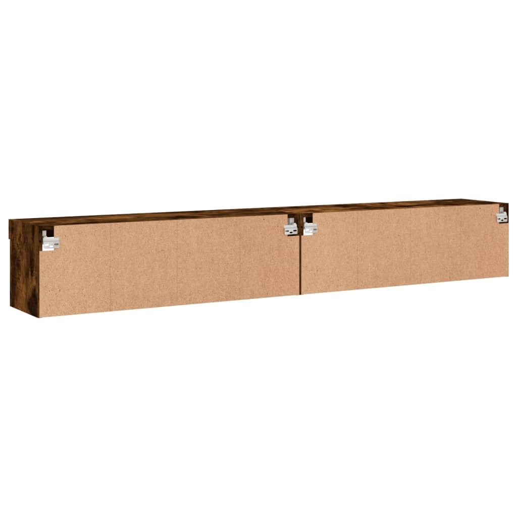 tv-borde 2 stk. med LED-lys 100x30x30 cm røget egetræsfarve