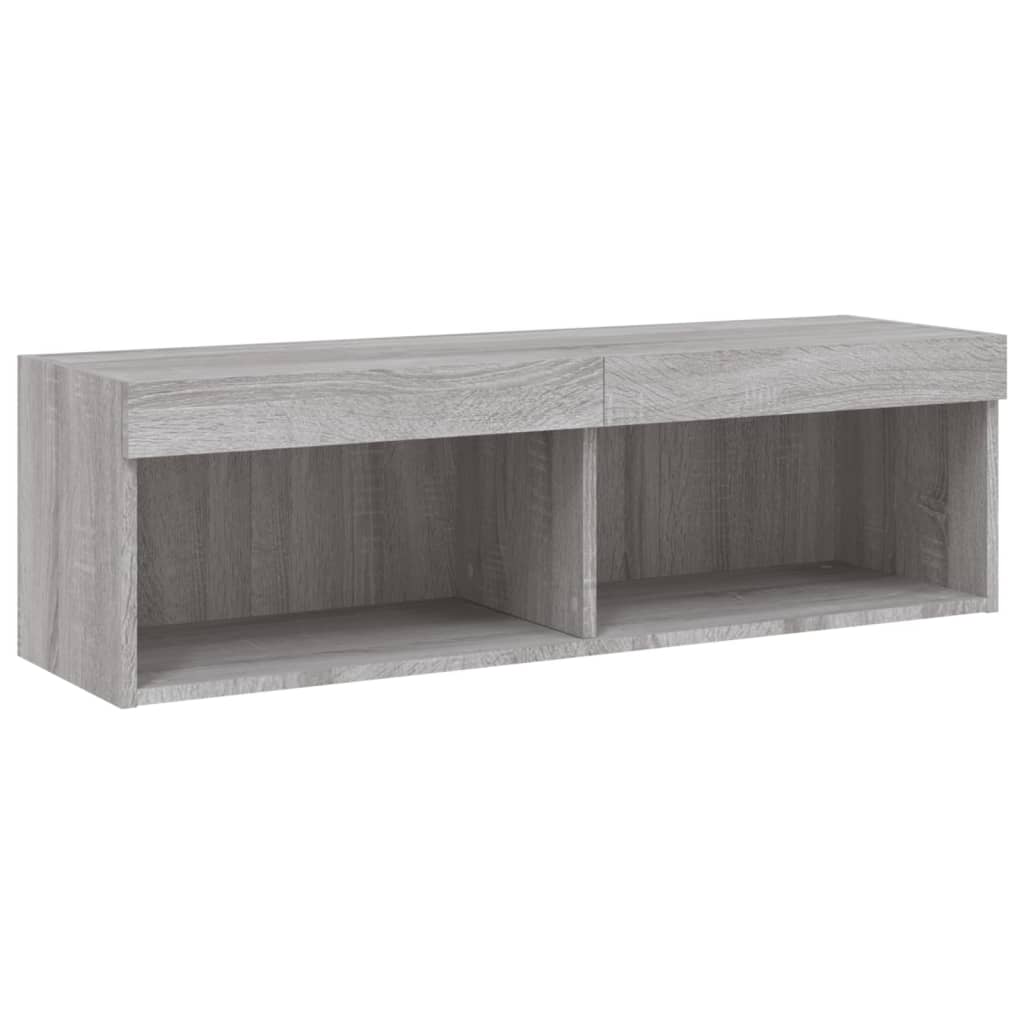 tv-bord med LED-lys 100x30x30 cm grå sonoma-eg