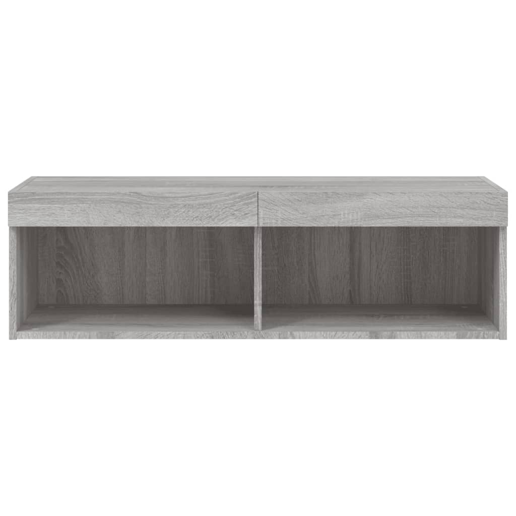 tv-bord med LED-lys 100x30x30 cm grå sonoma-eg