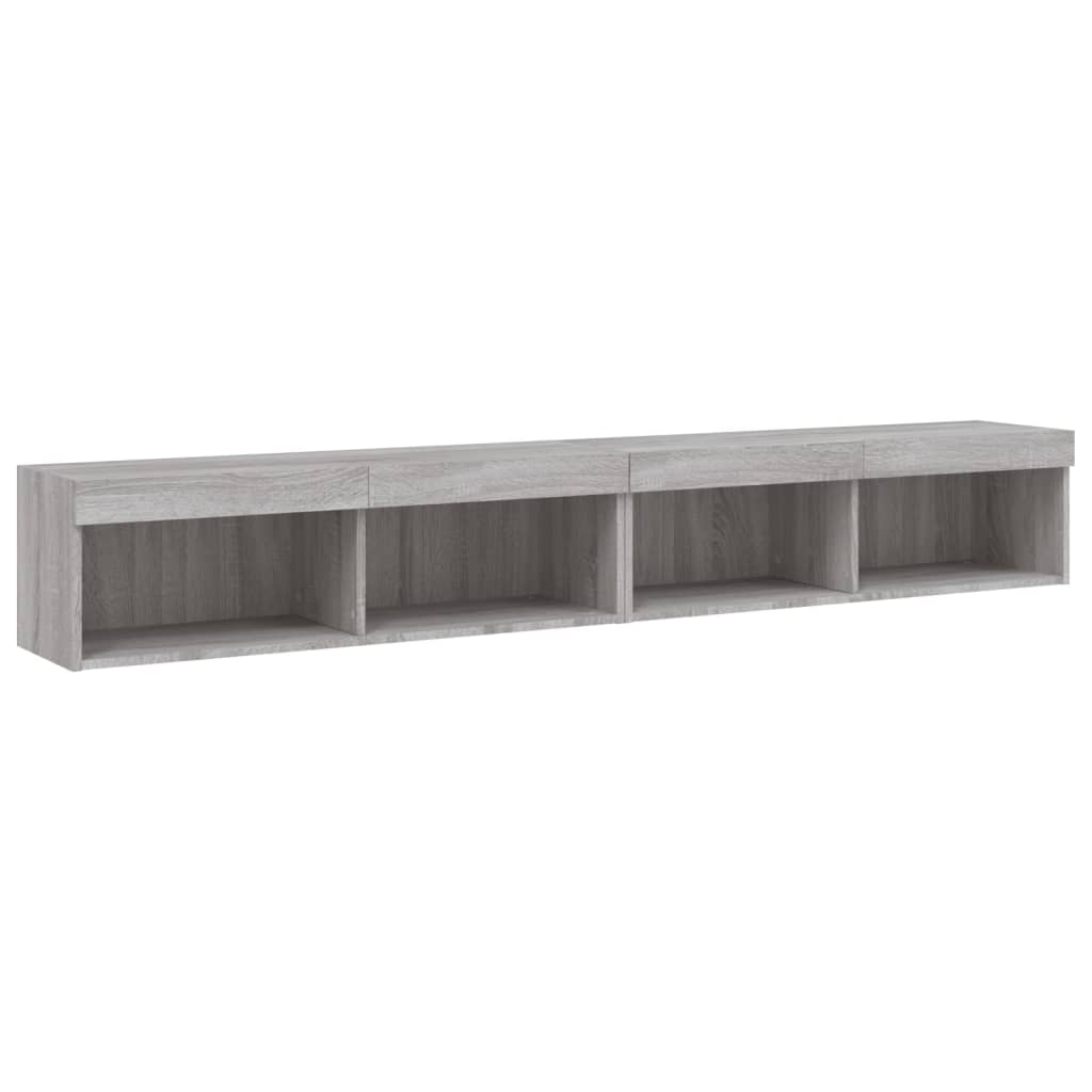 tv-borde 2 stk. 100x30x30 cm med LED-lys grå sonoma-eg