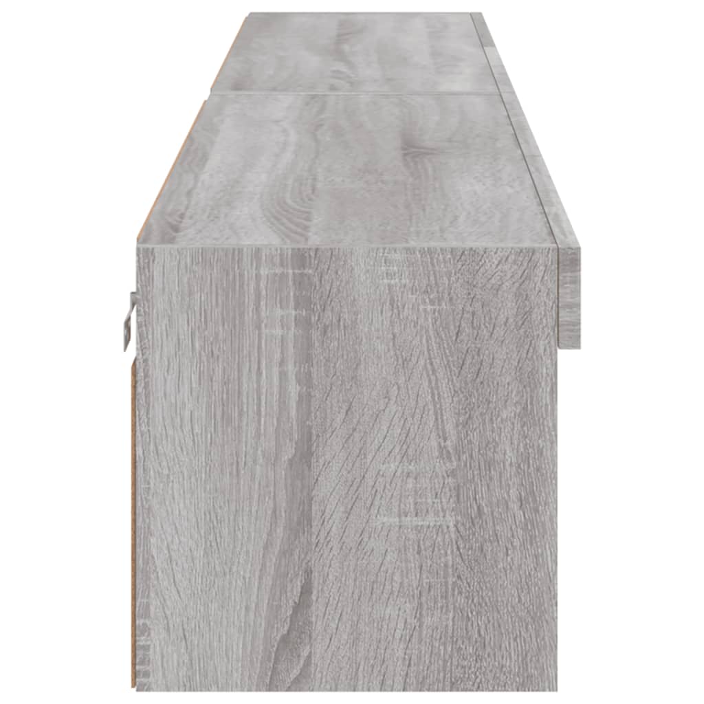 tv-borde 2 stk. 100x30x30 cm med LED-lys grå sonoma-eg