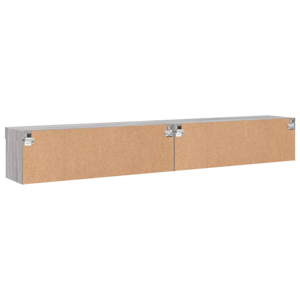 tv-borde 2 stk. 100x30x30 cm med LED-lys grå sonoma-eg