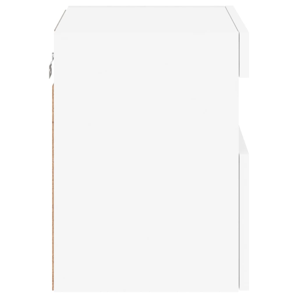 væghængt tv-bord med LED-lys 40x30x40 cm hvid