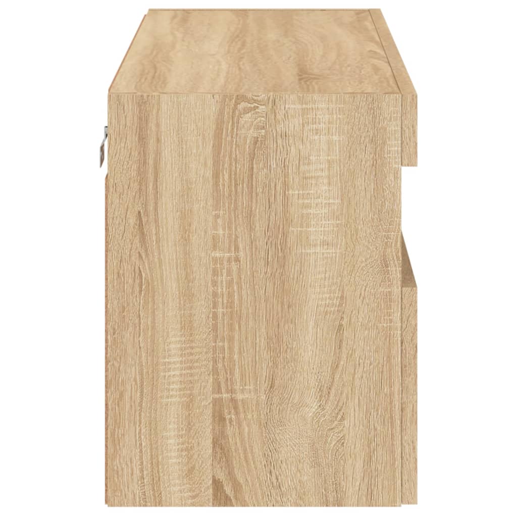 væghængt tv-bord med LED-lys 80x30x40 cm sonoma-eg