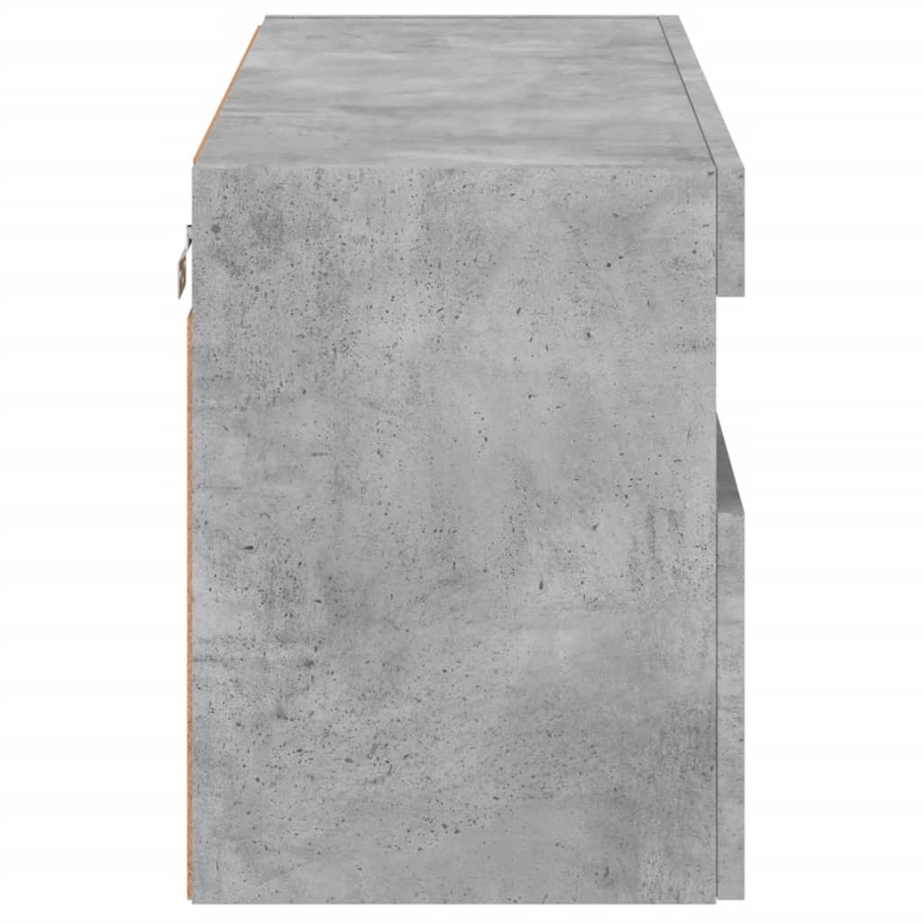 væghængt tv-bord med LED-lys 80x30x40 cm betongrå