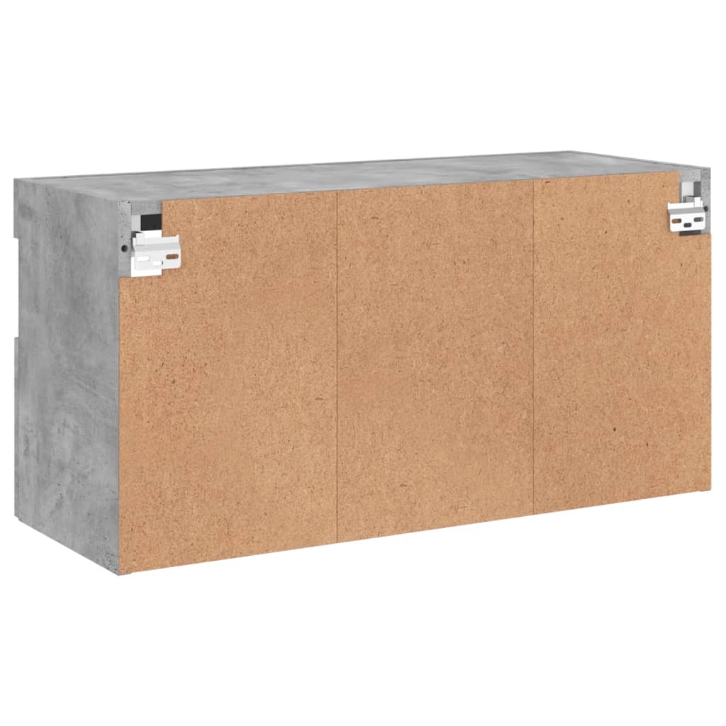 væghængt tv-bord med LED-lys 80x30x40 cm betongrå