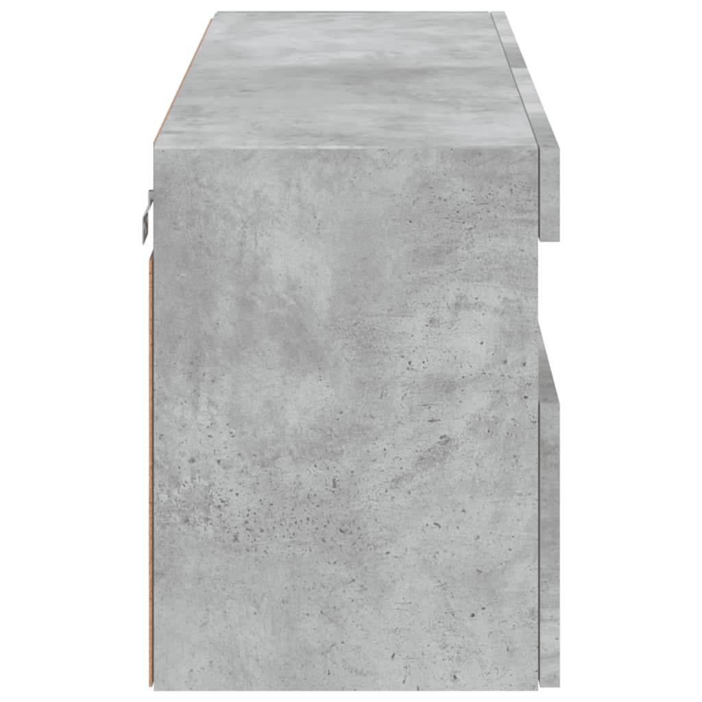 væghængt tv-bord med LED-lys 100x30x40 cm betongrå