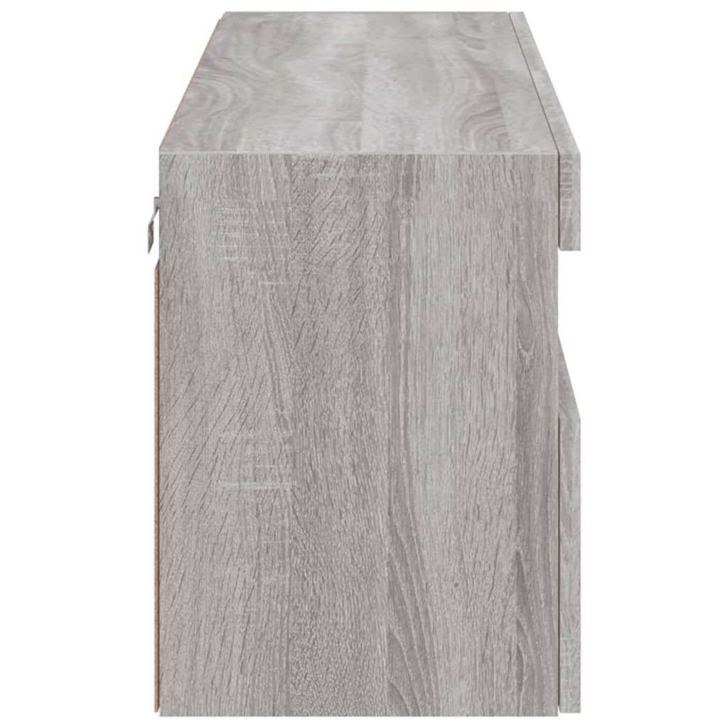væghængt tv-bord med LED-lys 100x30x40 cm grå sonoma-eg