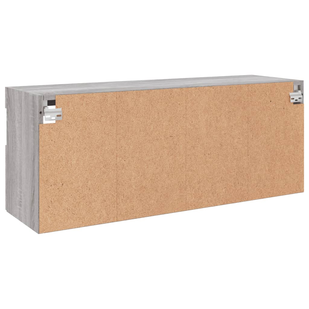 væghængt tv-bord med LED-lys 100x30x40 cm grå sonoma-eg