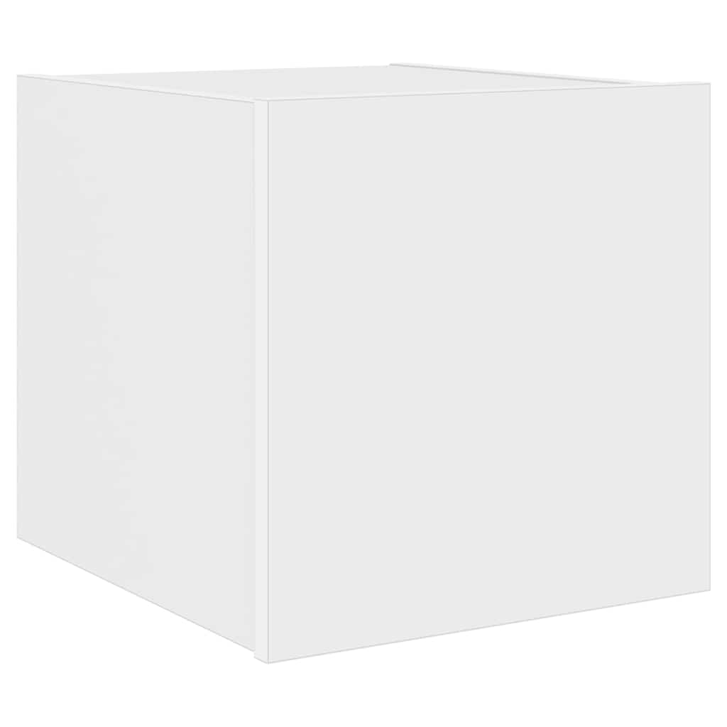 væghængt tv-bord med LED-lys 30,5x35x30 hvid