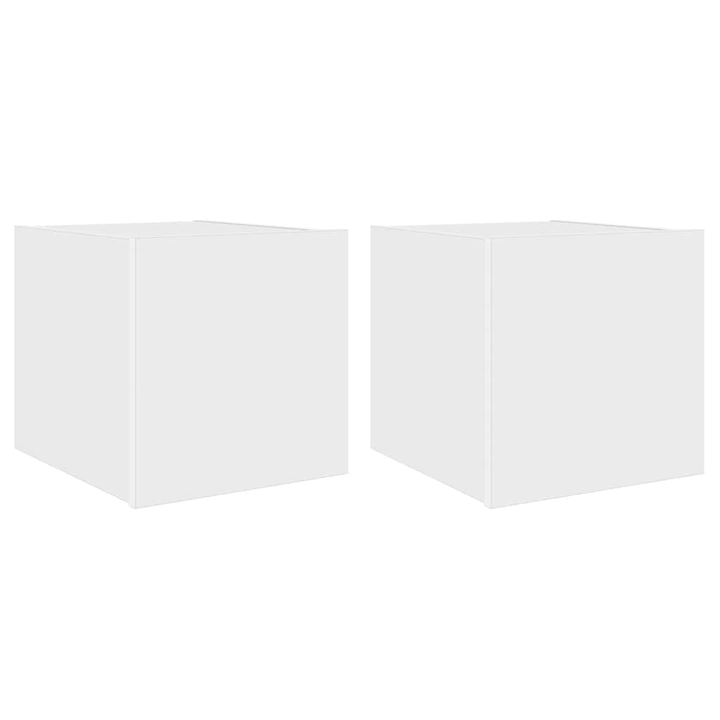 væghængte tv-borde 2 stk. med LED-lys 30,5x35x30 cm hvid