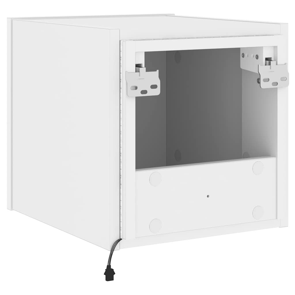 væghængte tv-borde 2 stk. med LED-lys 30,5x35x30 cm hvid
