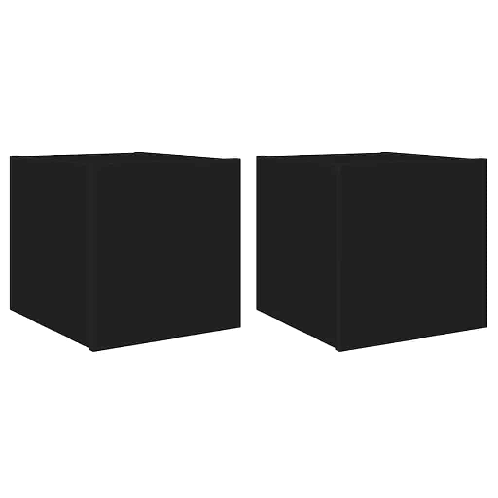 væghængte tv-borde 2 stk. med LED-lys 30,5x35x30 cm sort