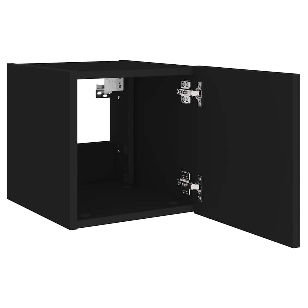 væghængte tv-borde 2 stk. med LED-lys 30,5x35x30 cm sort