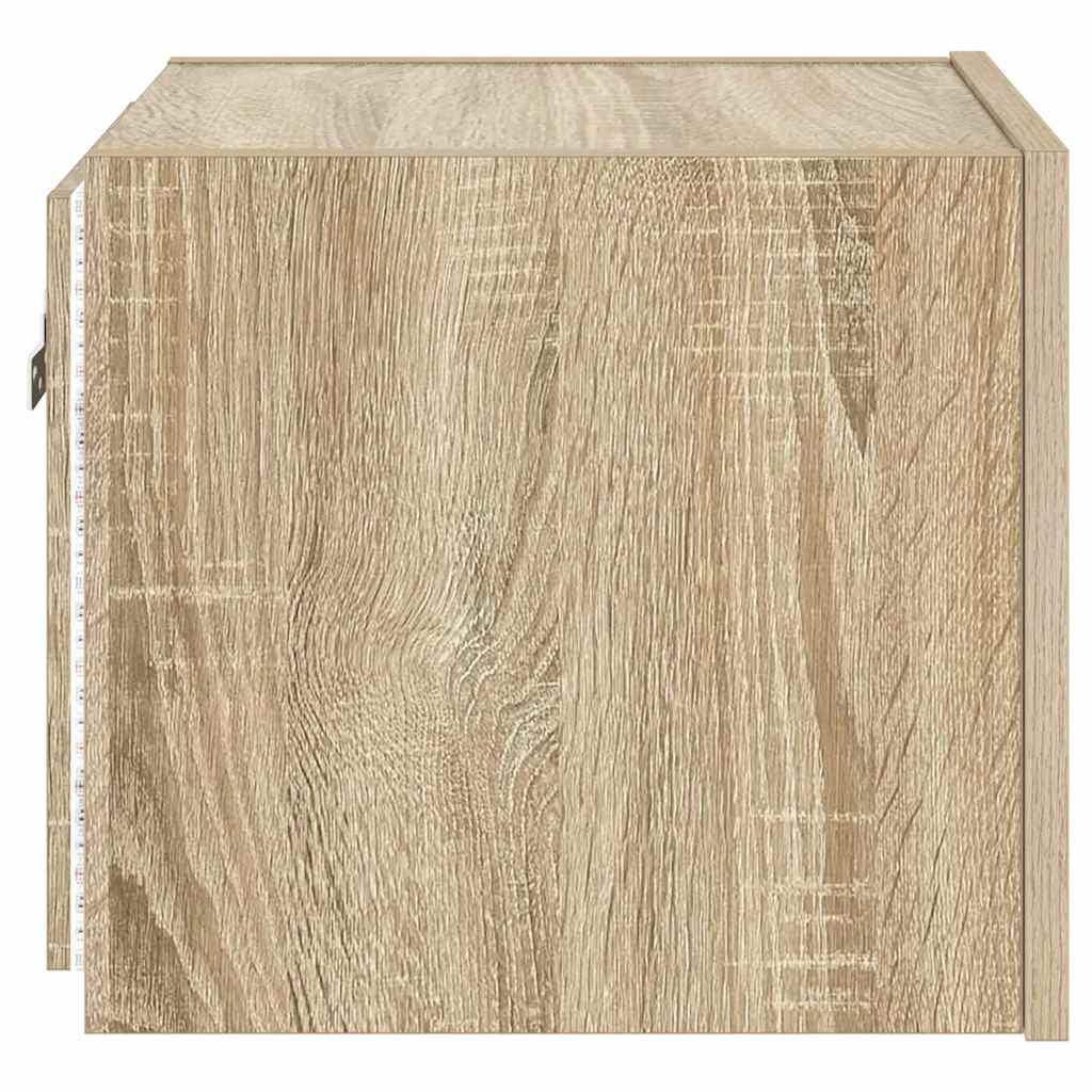 væghængt tv-bord med LED-lys 30,5x35x30 cm sonoma-eg