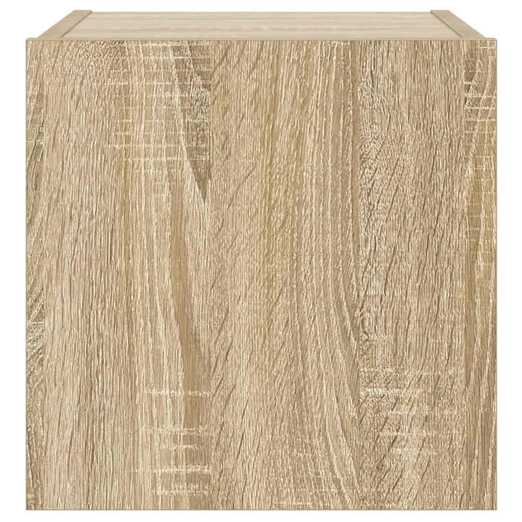 væghængte tv-borde 2 stk. med LED-lys 30,5x35x30 cm sonoma-eg