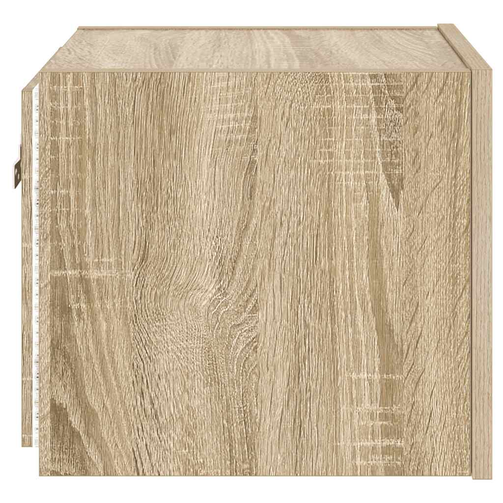 væghængte tv-borde 2 stk. med LED-lys 30,5x35x30 cm sonoma-eg