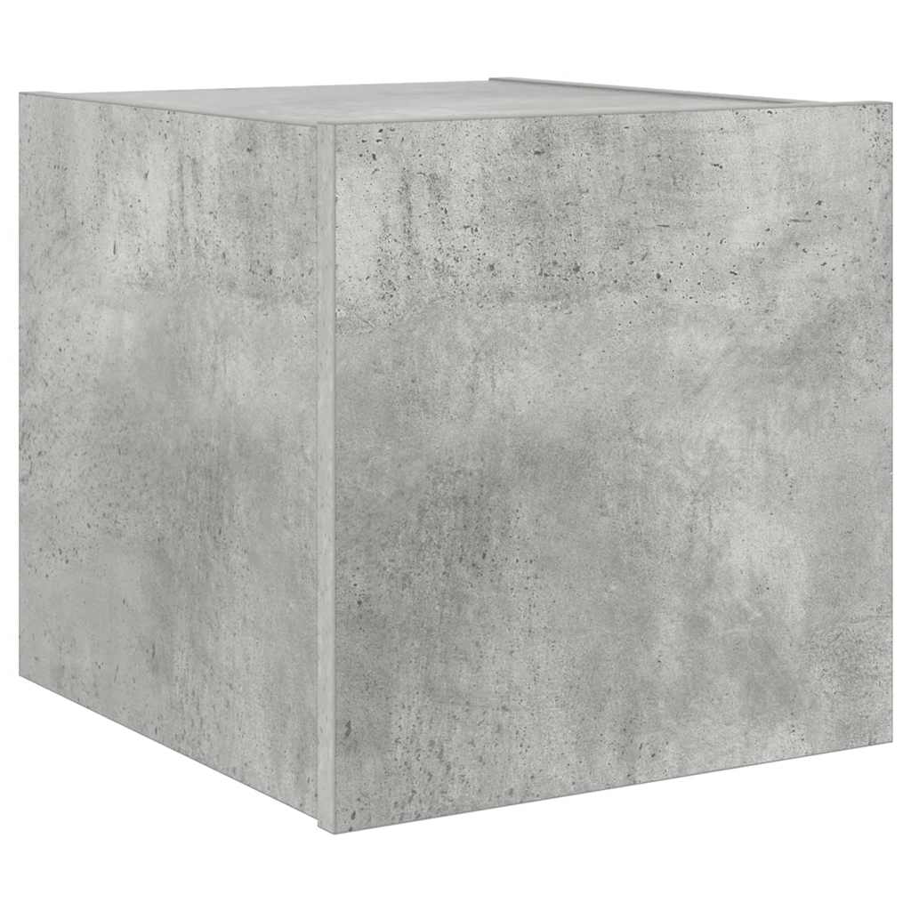 væghængt tv-bord med LED-lys 30,5x35x30 cm betongrå