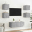 væghængt tv-bord med LED-lys 30,5x35x30 cm betongrå