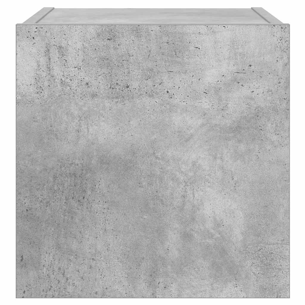 væghængt tv-bord med LED-lys 30,5x35x30 cm betongrå