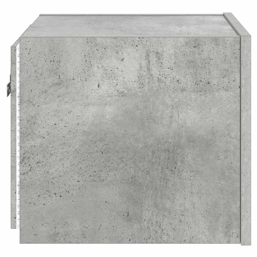 væghængt tv-bord med LED-lys 30,5x35x30 cm betongrå