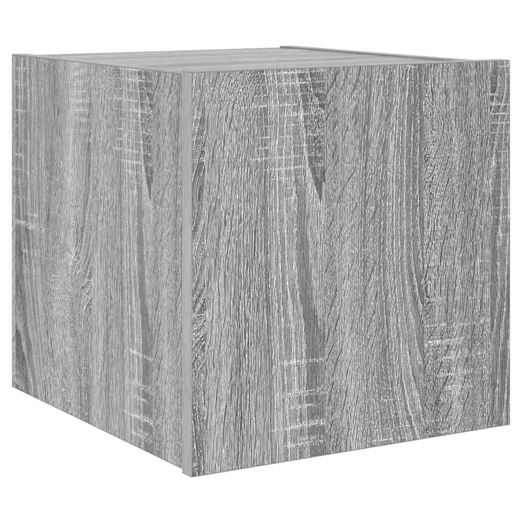 væghængt tv-bord med LED-lys 30,5x35x30 cm grå sonoma-eg