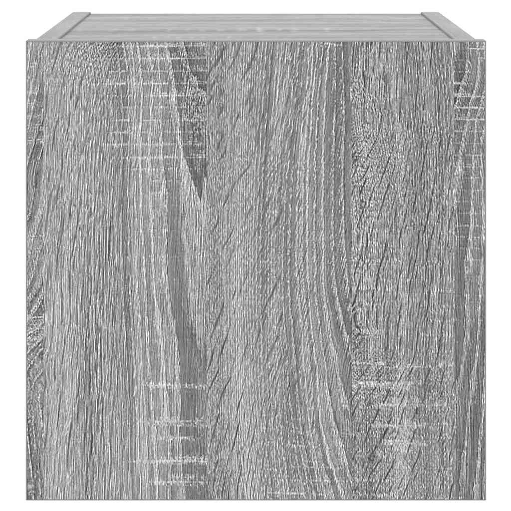 væghængt tv-bord med LED-lys 30,5x35x30 cm grå sonoma-eg