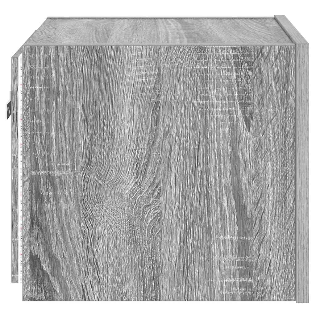 væghængt tv-bord med LED-lys 30,5x35x30 cm grå sonoma-eg