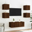 væghængt tv-bord med LED-lys 30,5x35x30 cm brun egetræsfarve