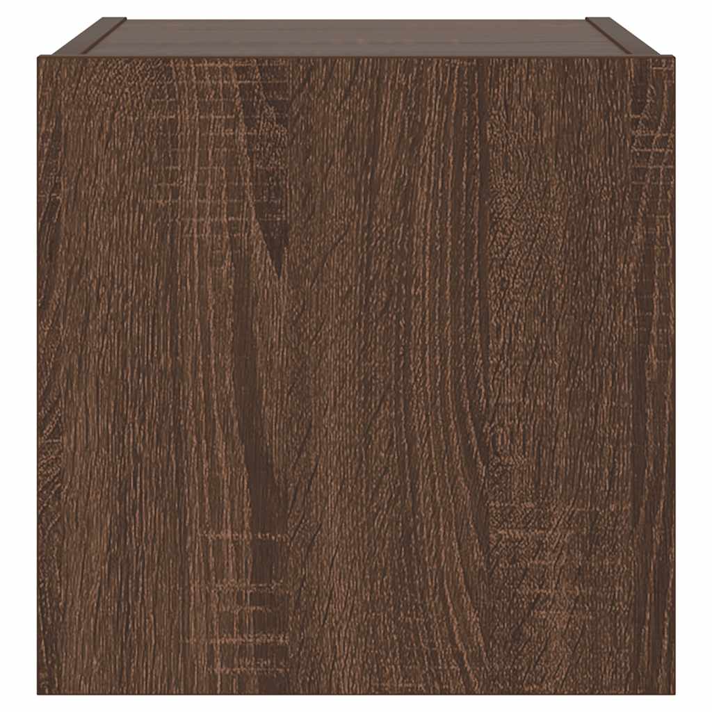 væghængte tv-borde 2 stk. med LED-lys 30,5x35x30 cm brunt eg