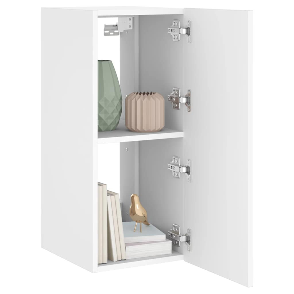 væghængt tv-bord med LED-lys 30,5x35x70 hvid