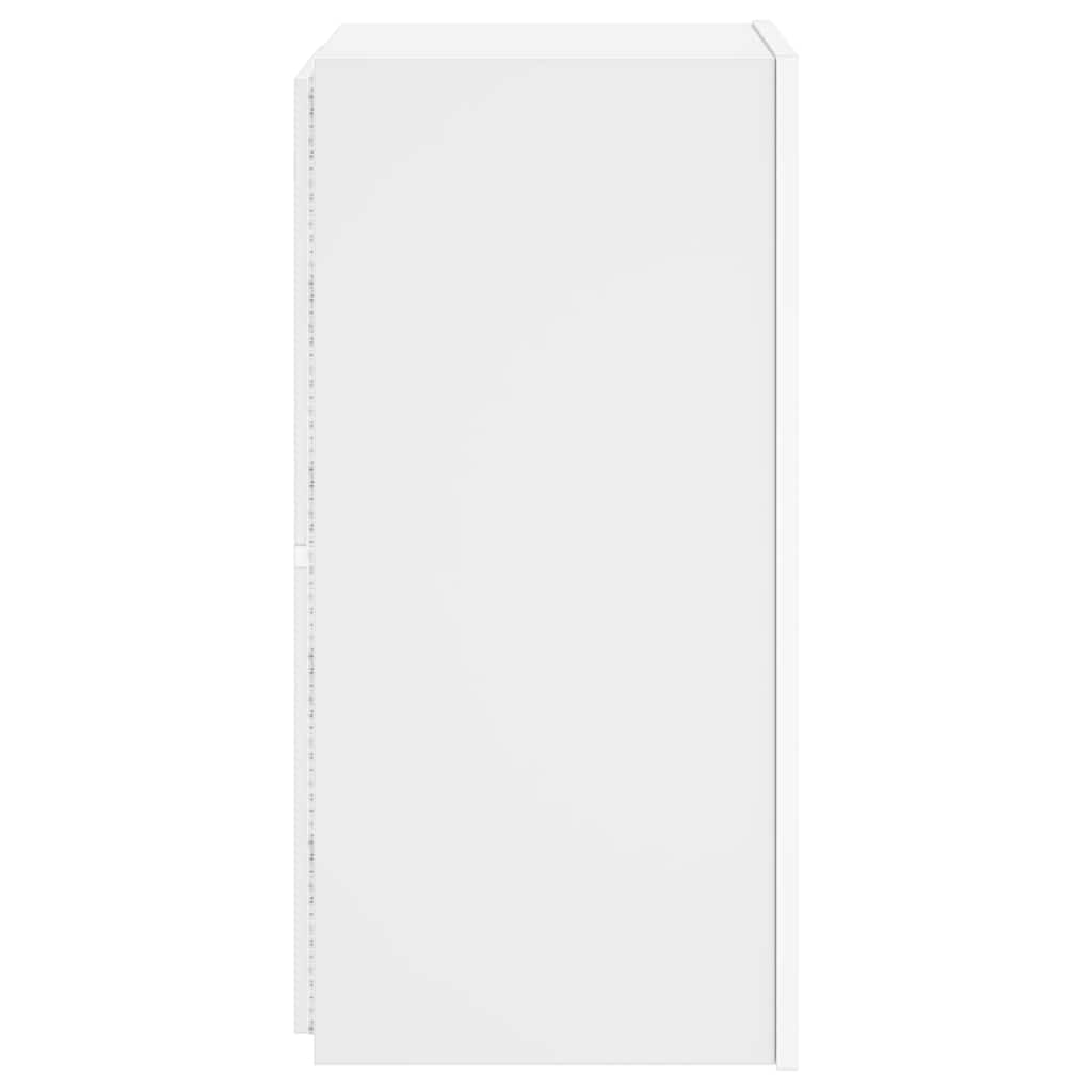 væghængt tv-bord med LED-lys 30,5x35x70 hvid