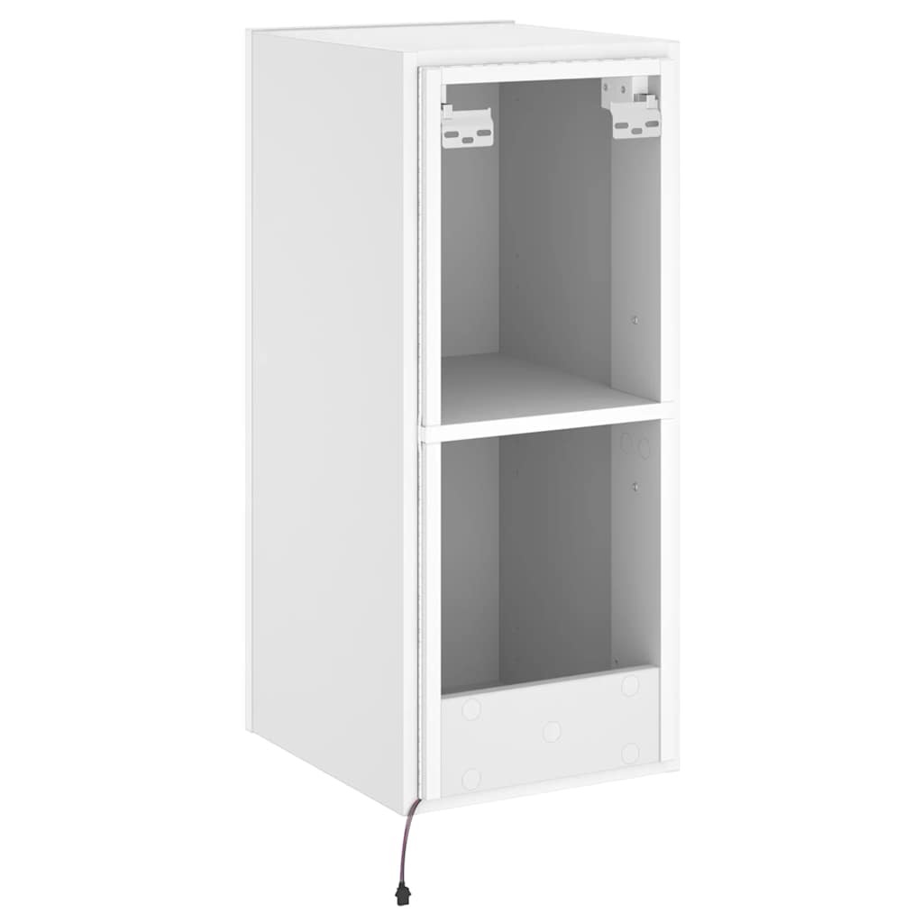væghængt tv-bord med LED-lys 30,5x35x70 hvid