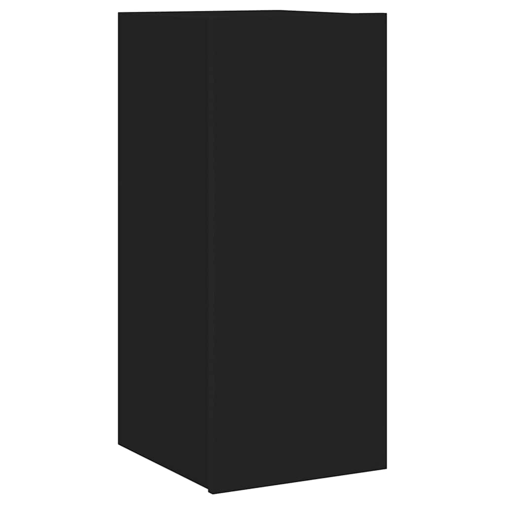 væghængt tv-bord med LED-lys 30,5x35x70 sort