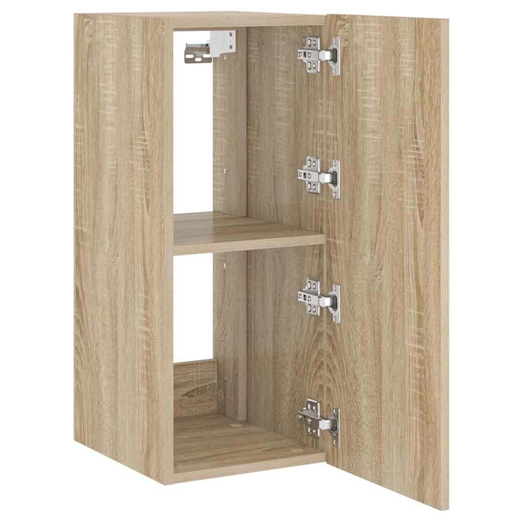 væghængt tv-bord med LED-lys 30,5x35x70 cm sonoma-eg