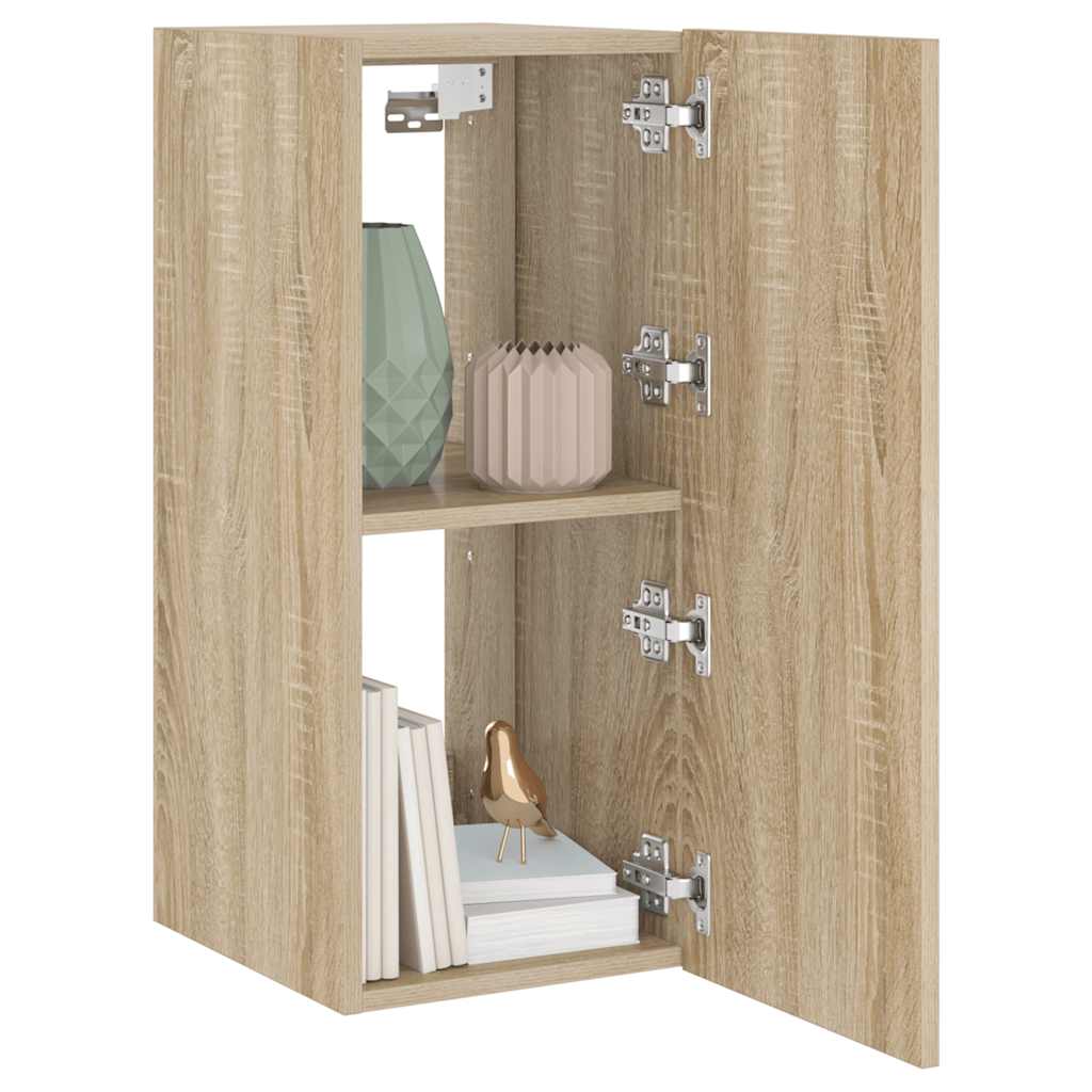væghængt tv-bord med LED-lys 30,5x35x70 cm sonoma-eg