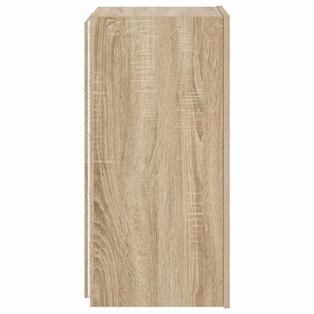 væghængt tv-bord med LED-lys 30,5x35x70 cm sonoma-eg
