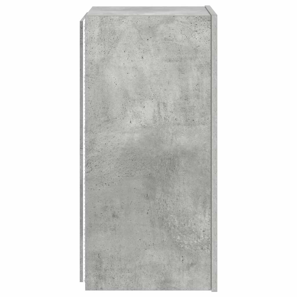 væghængt tv-bord med LED-lys 30,5x35x70 cm betongrå