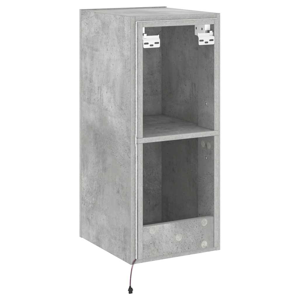 væghængt tv-bord med LED-lys 30,5x35x70 cm betongrå