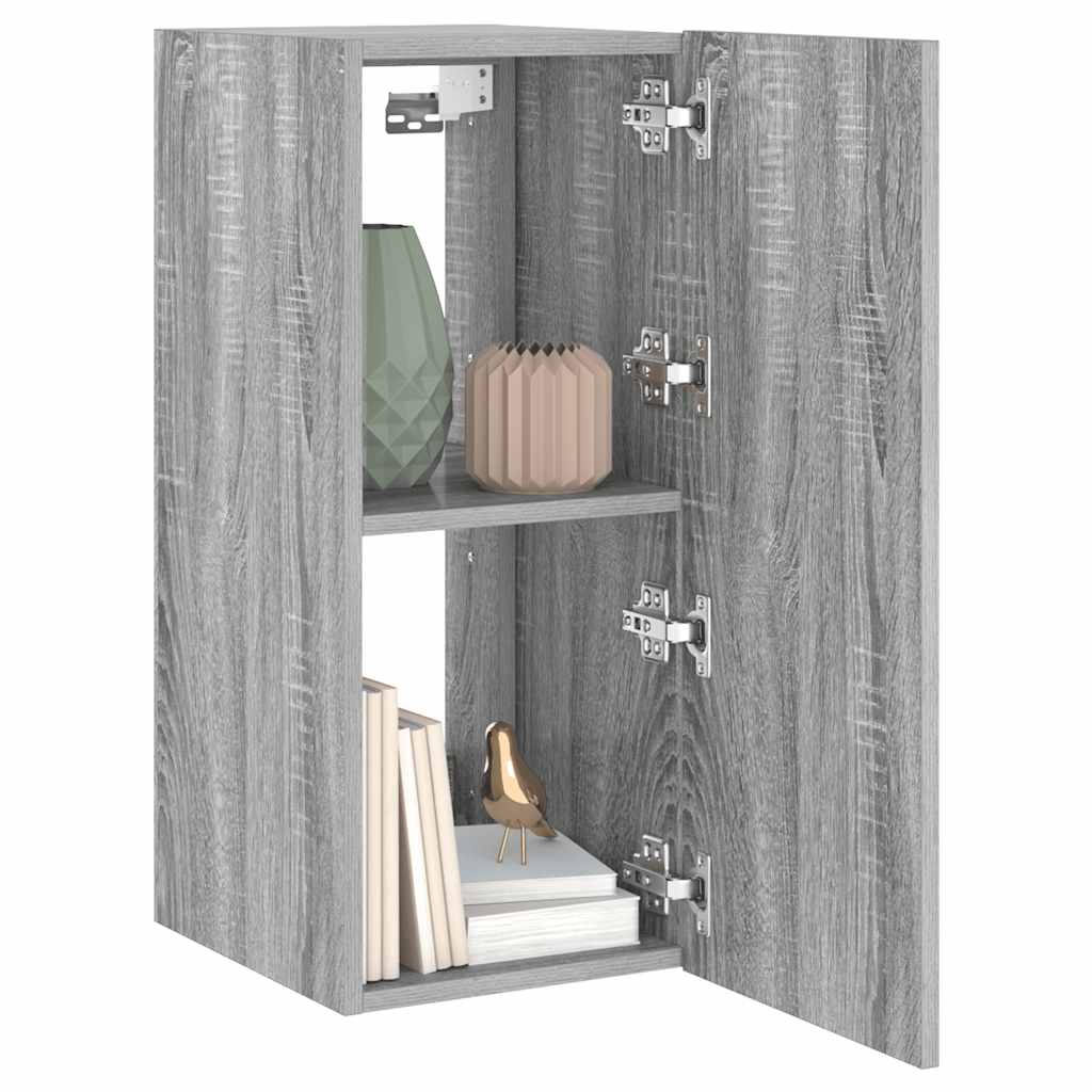væghængt tv-bord med LED-lys 30,5x35x70 cm grå sonoma-eg