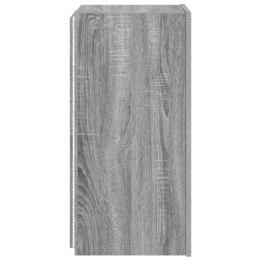 væghængt tv-bord med LED-lys 30,5x35x70 cm grå sonoma-eg