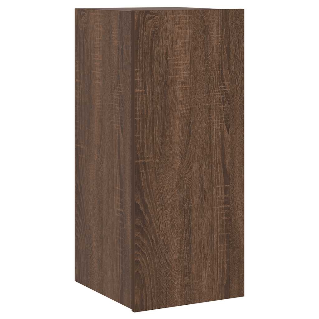 væghængt tv-bord med LED-lys 30,5x35x70 cm brun egetræsfarve