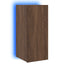 væghængt tv-bord med LED-lys 30,5x35x70 cm brun egetræsfarve